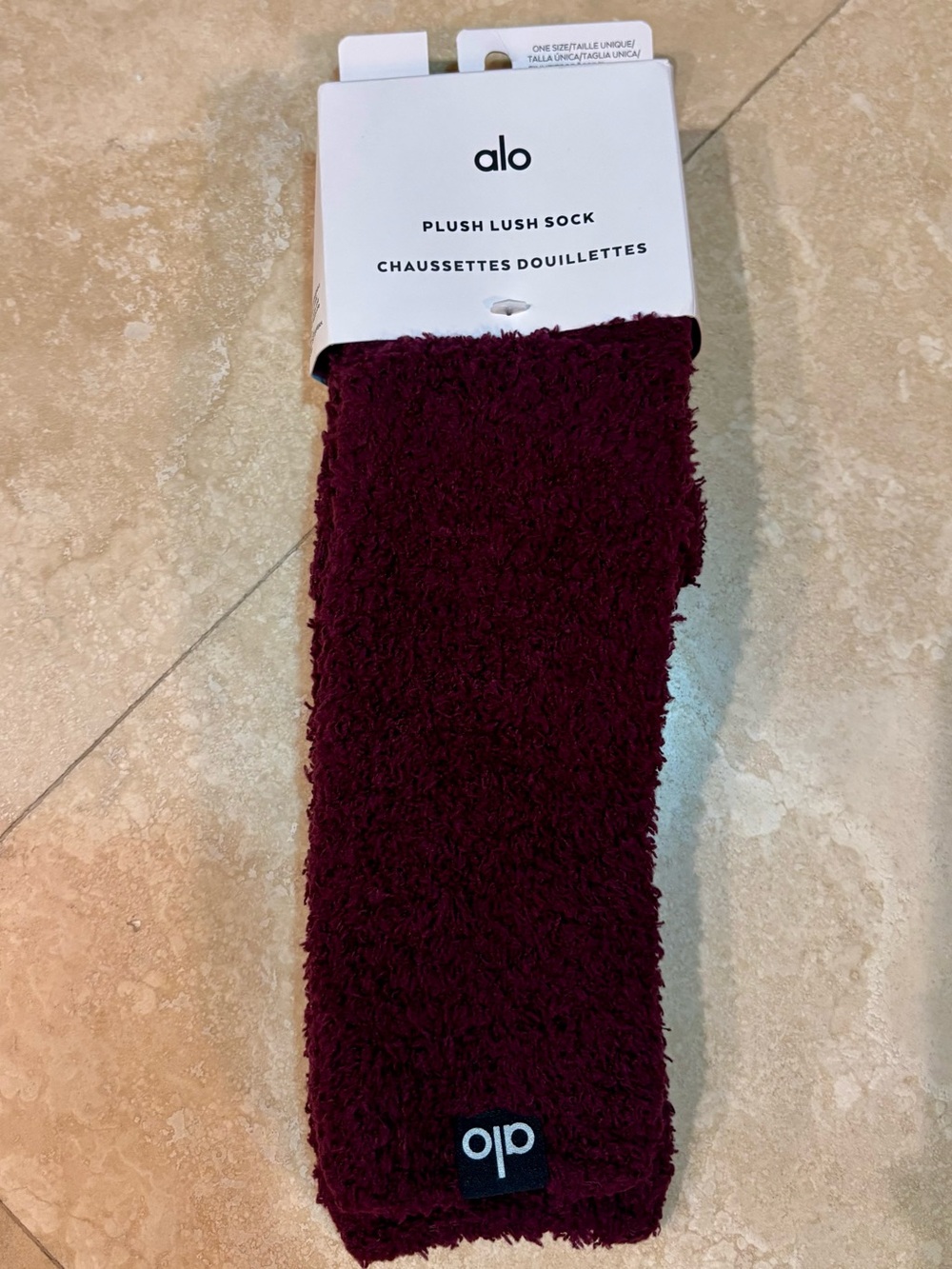 ALO Yoga Plush Lush Sock - Burgundy NWT